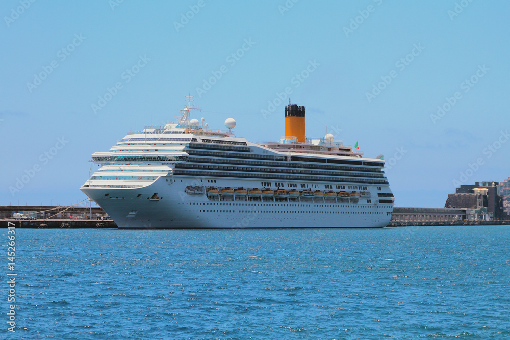 Cruise liner on parking in port. Funchal, Madeira, Portugal