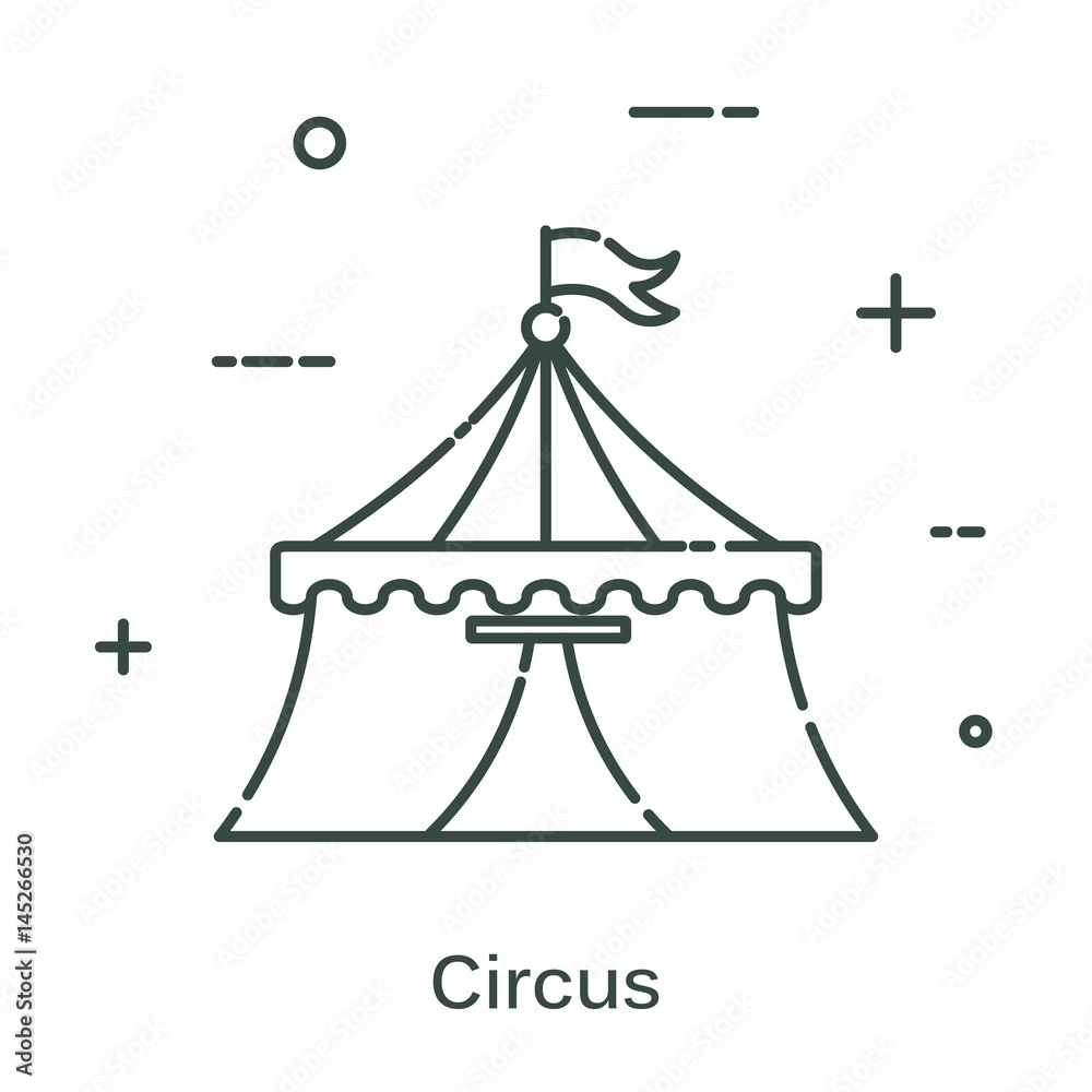 Circus tent in a linear style. Line icon isolated on white background. Vector illustration. Circus tent in a linear style. Line icon isolated on white background. Vector illustration.