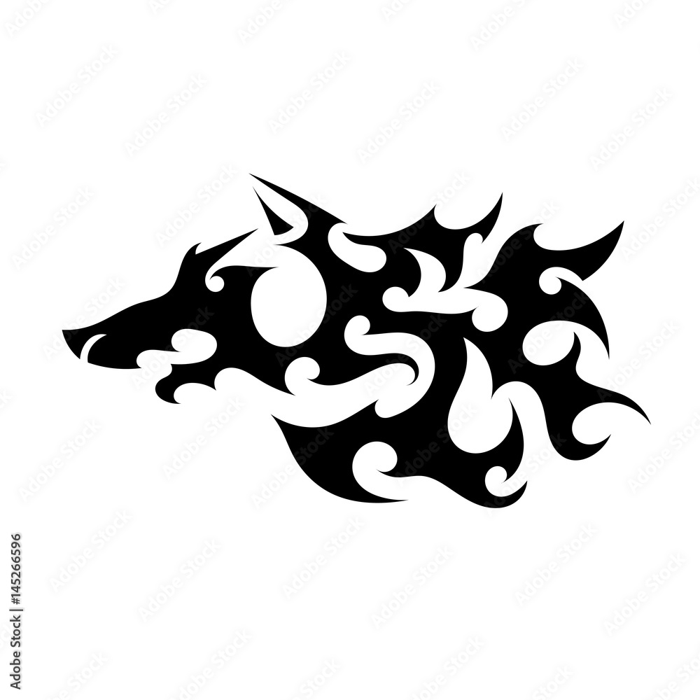 Head Vector tattoo of a wicked strong wolf on a white background. Angry beast bared fangs. Stock illustration Head Vector tattoo of a wicked strong wolf on a white background. Angry beast bared fangs. Stock illustration