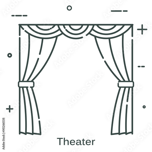 Theatrical scenes in a linear style. Line icon isolated on white background. Vector illustration.