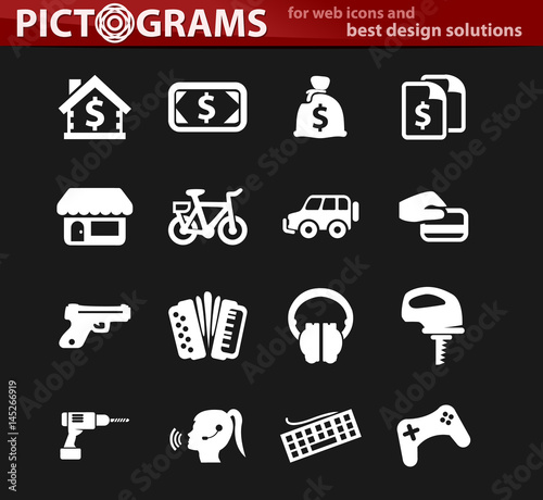 Pawnshop icons set