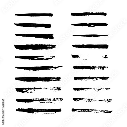 Set of hand drawn grunge brush smears. Paint stripe. Black isolated paintbrush collection. Vector illustration.