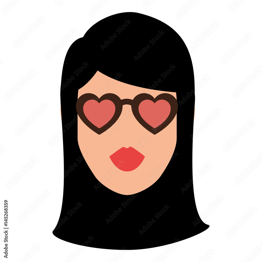 beautiful woman with hearts glasses vector illustration design beautiful woman with hearts glasses vector illustration design
