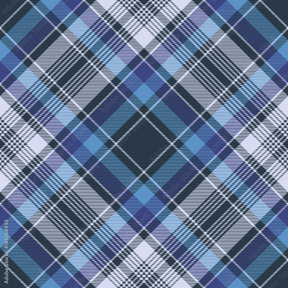 Blue check fabric texture diagonal seamless pattern Blue check fabric texture diagonal seamless pattern