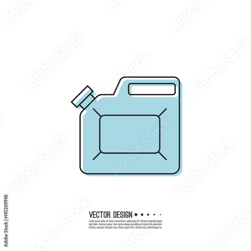 Canister under the petrol, gasoline and engine oil. Modern thin line icon. outline symbol. Vector. Can for combustible materials. linear style
