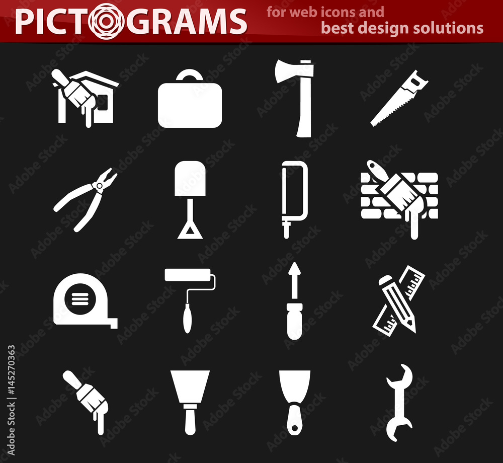 Work tools icons set Work tools icons set