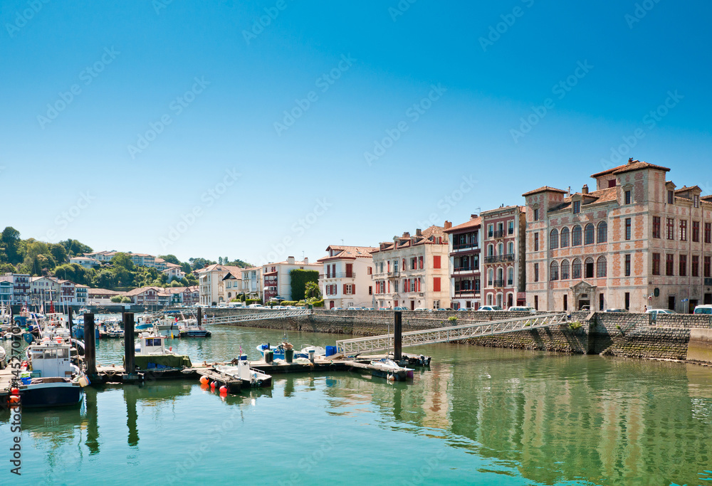 Fishing harbor of St Jean de Luz, Typical port town in the Basque Country, France