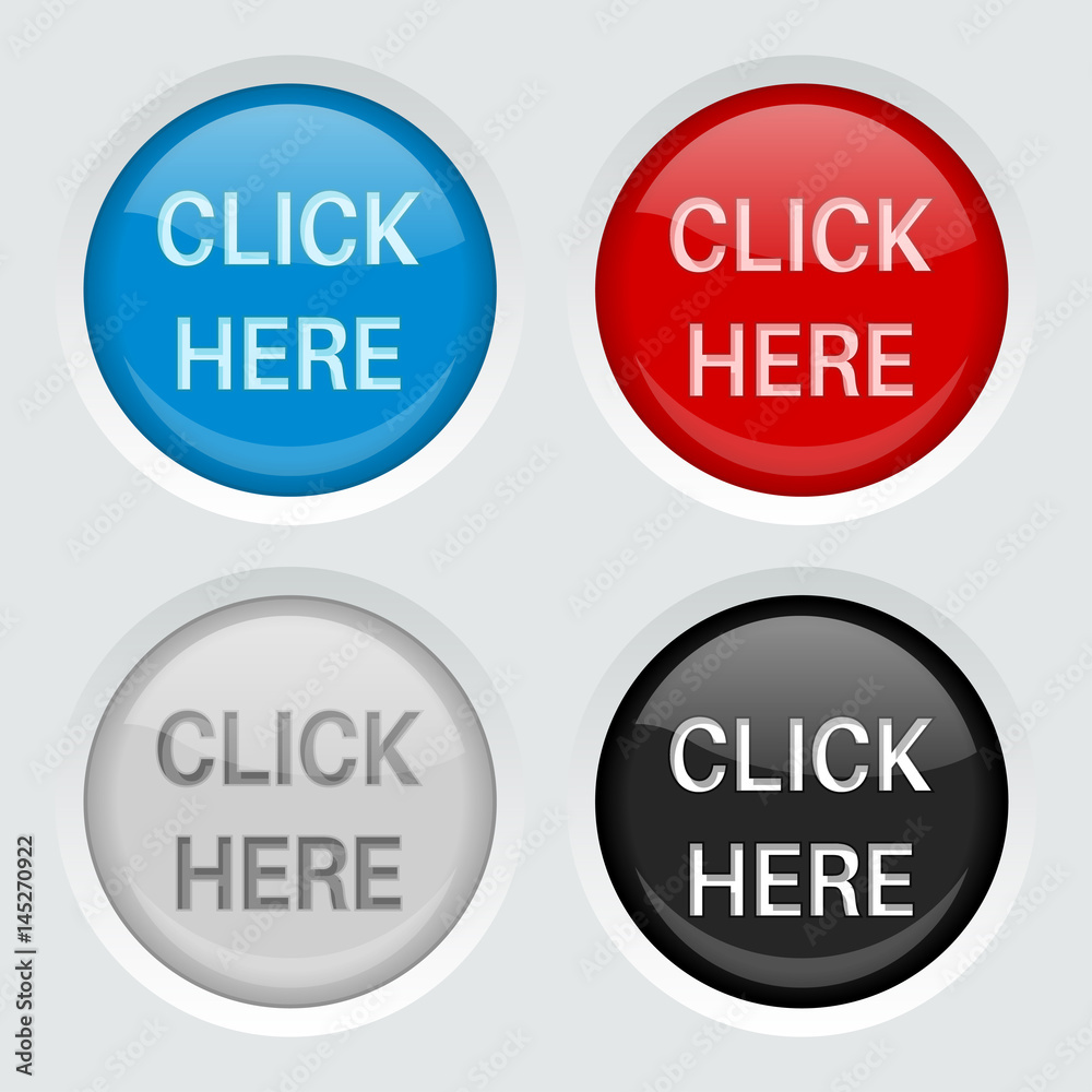 Round web buttons. CLICK HERE icons