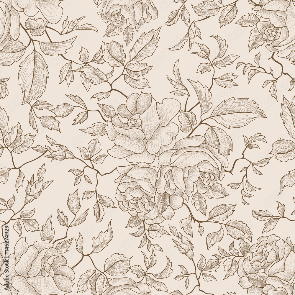 Fototapeta premium Floral seamless pattern. Flower background. Garden texture