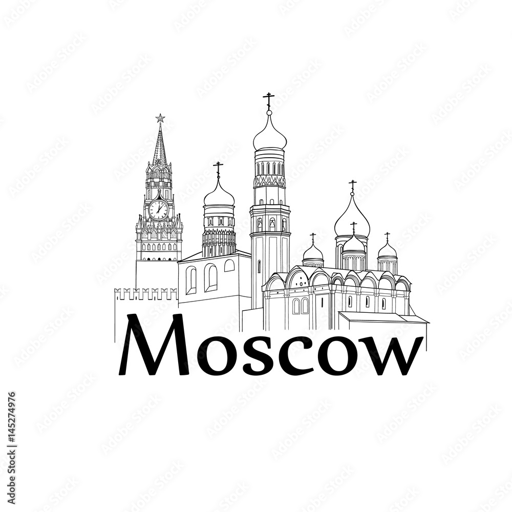 Moscow Kremlin tower, cathedral Travel Russia sign Russian landmark