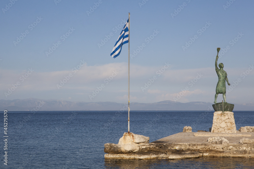 Statue-monument at Gaios port on Paxos island