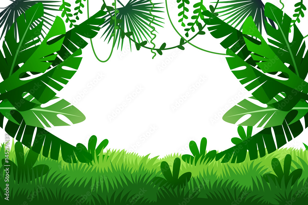 Obraz premium Jungle vector illustration. frame
