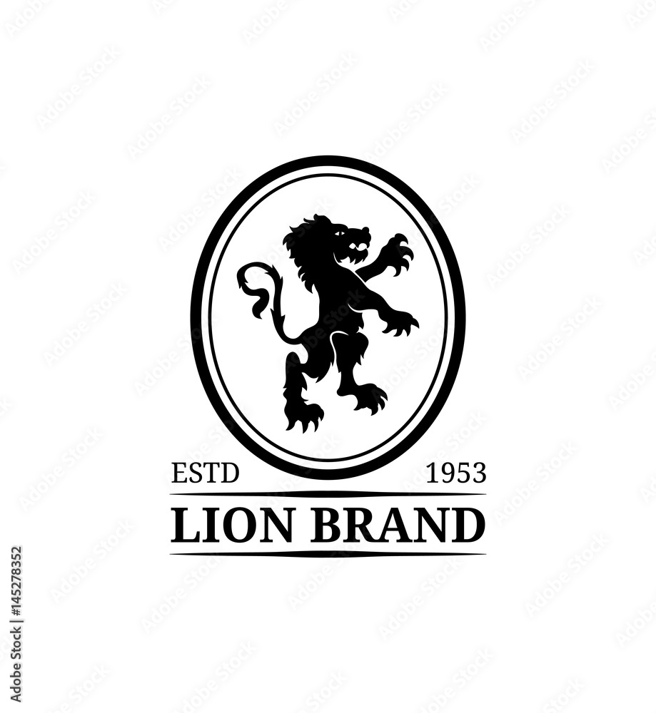Vector lion logo template. Luxury monogram. Graceful vintage animal symbol. Used for hotel, restaurant card etc.