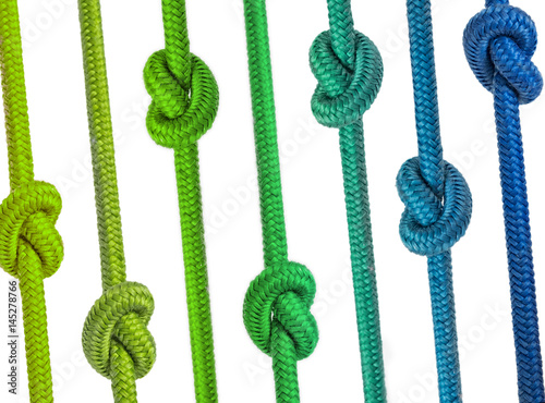 group of ropes with knots in a row