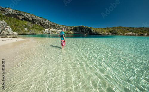 Man at the Dean's Blue Hole, Bahamas photo