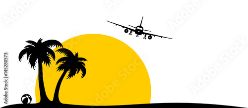 Silhouette Palmen Flugzeug
