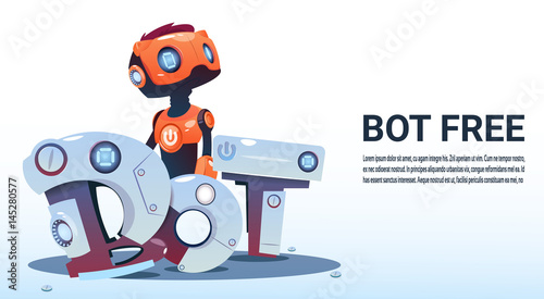 Chat Bot Free Robot Virtual Assistance Of Website Or Mobile Applications, Artificial Intelligence Concept Flat Vector Illustration