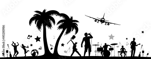 Silhouette Konzert unter Palmen