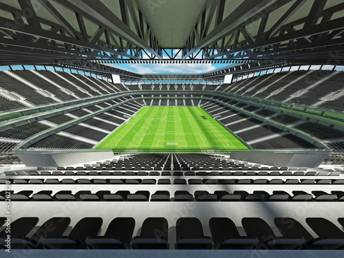 Modern football stadium with black seats for fifty thousand fans - 3d render