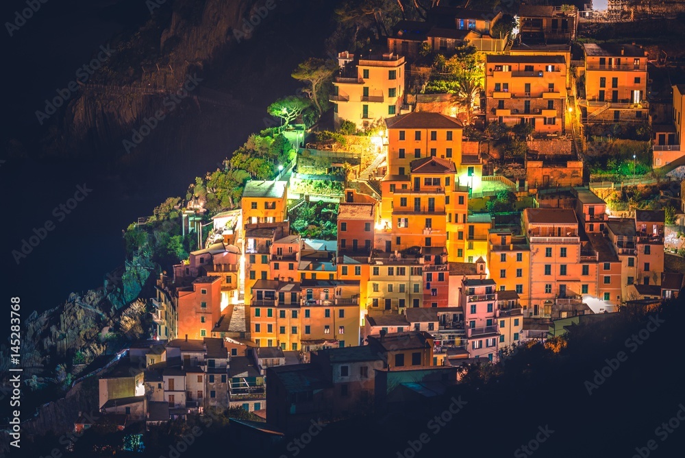 Obraz premium Riomaggiore Night Cityscape