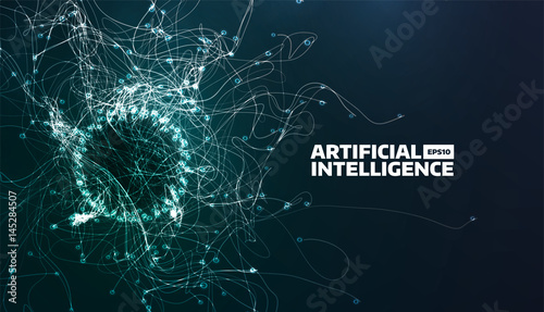 artificial intelligence vector illustration. Turbulence flow trail. Futuristic science background. Organic structure