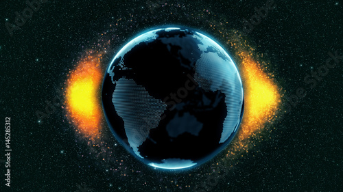 Model of planet Earth surrounded by unknown particles