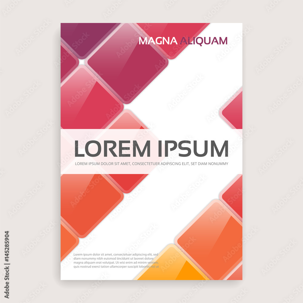 Fototapeta premium Annual report brochure design with shiny squares