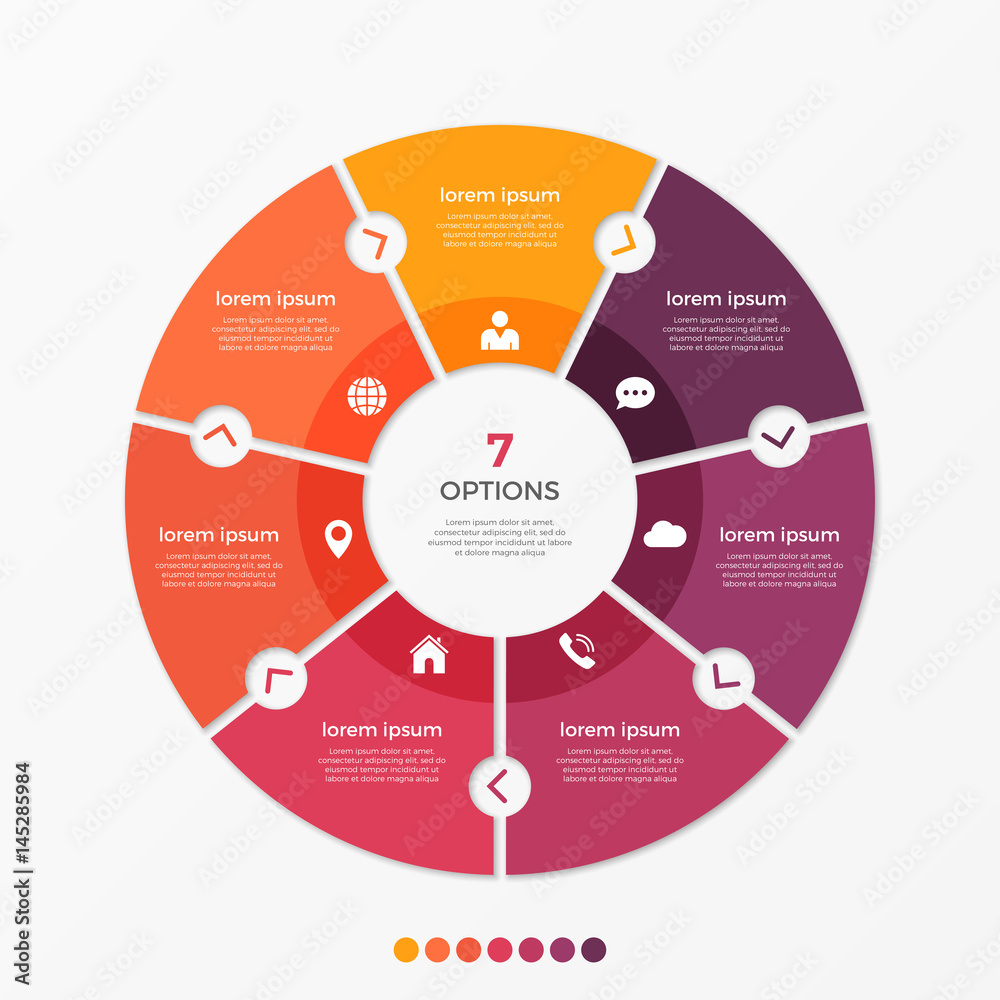 Circle chart infographic template with 7 options Stock Vector | Adobe Stock