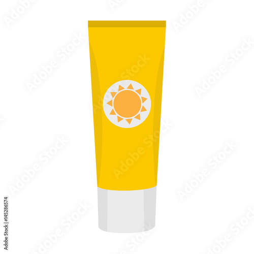 Tube of sunscreen cream with lid. Skin care and protection. Vector illustration