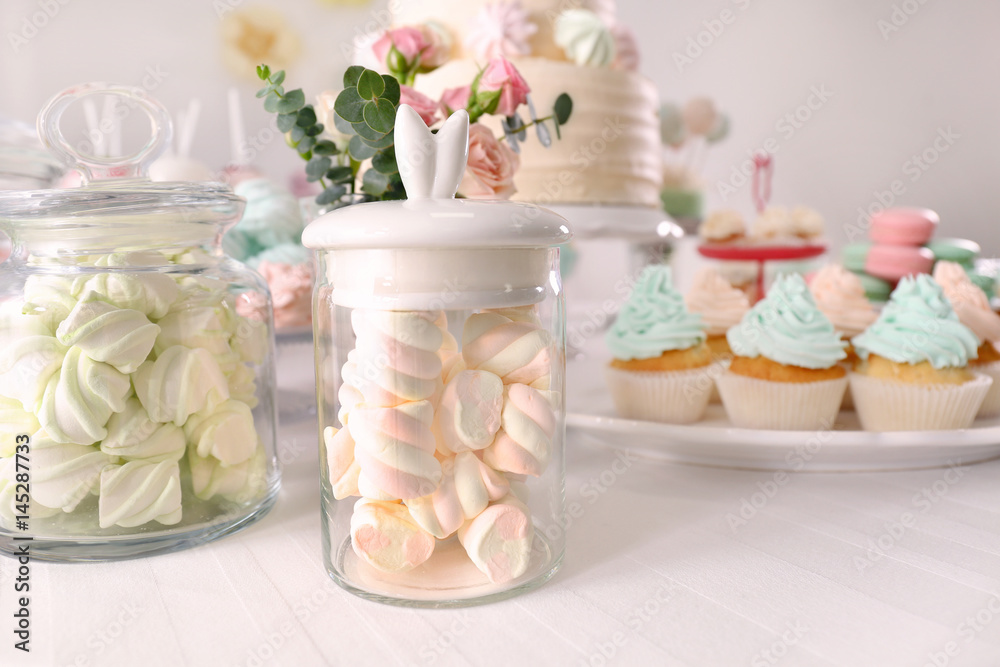 Table with sweets prepared for party Table with sweets prepared for party