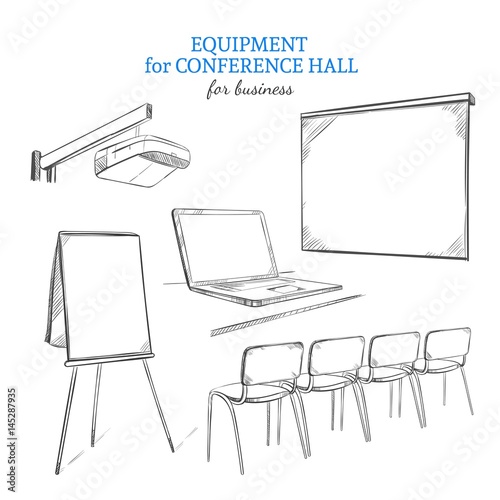 Hand Drawn Business Presentation Equipment Set