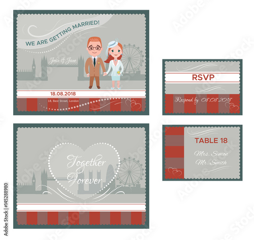 English Wedding Invitations Cards Set