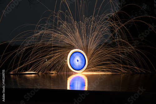 burning steel wool event in the park