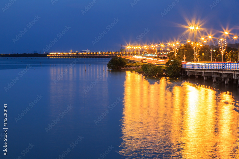 Coastal bridge at twilight