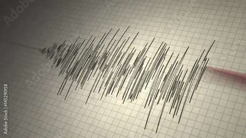 Earthquake Seismograph Loop - Animated seismograph records earthquake tremors. Seamlessly loopable.
 photo