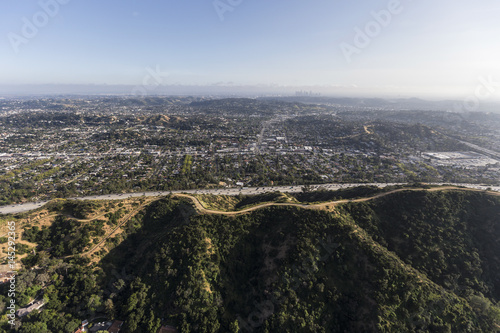 Aerial view of Eagle Rock in northeast Los Angeles, California.