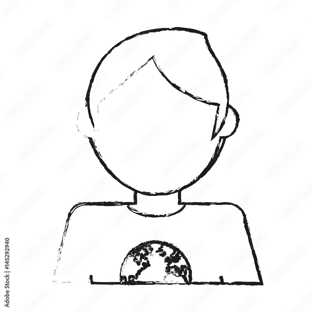 faceless man wearing tshirt with planet earth on it icon image vector illustration design faceless man wearing tshirt with planet earth on it icon image vector illustration design