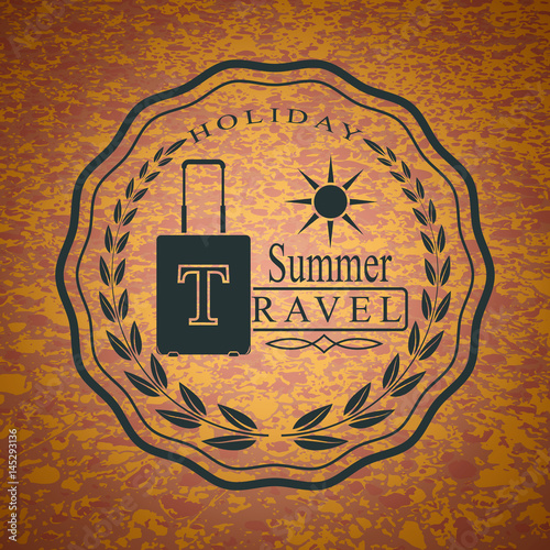 Logo with suitcase for summer travel holidays