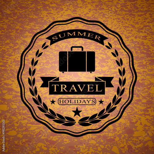 Logo with suitcase for summer travel holidays