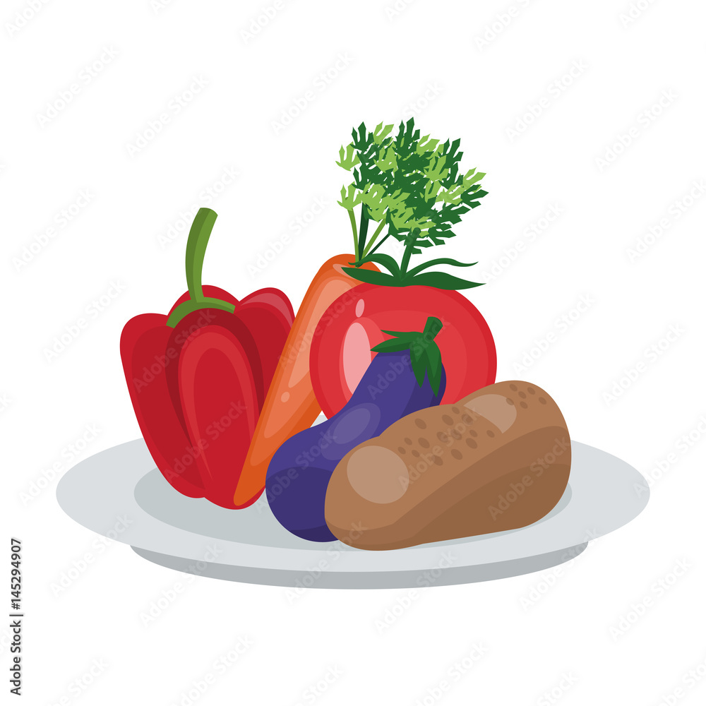 dish with vegetables icon over white background. colorful design. vector illustration dish with vegetables icon over white background. colorful design. vector illustration