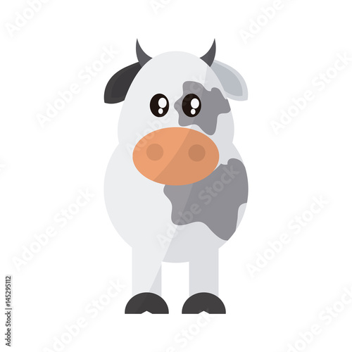 Fototapeta Naklejka Na Ścianę i Meble -  cow animal cartoon icon over white background. colorful design. vector illustration