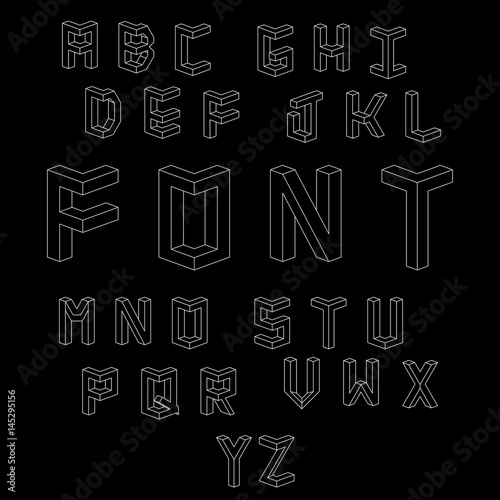 Vector isometric cubical Alphabet