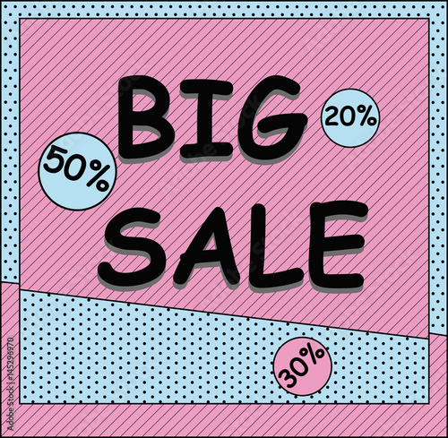 Big Sale Comic Banner Pop Art Halftone Style with Dots and Lines. Cartoon Vector Illustration.
