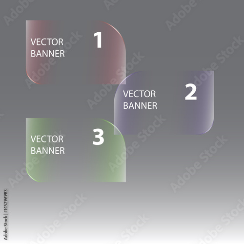 Glass Infographics Template Design with 3 Steps. Vector Illustration