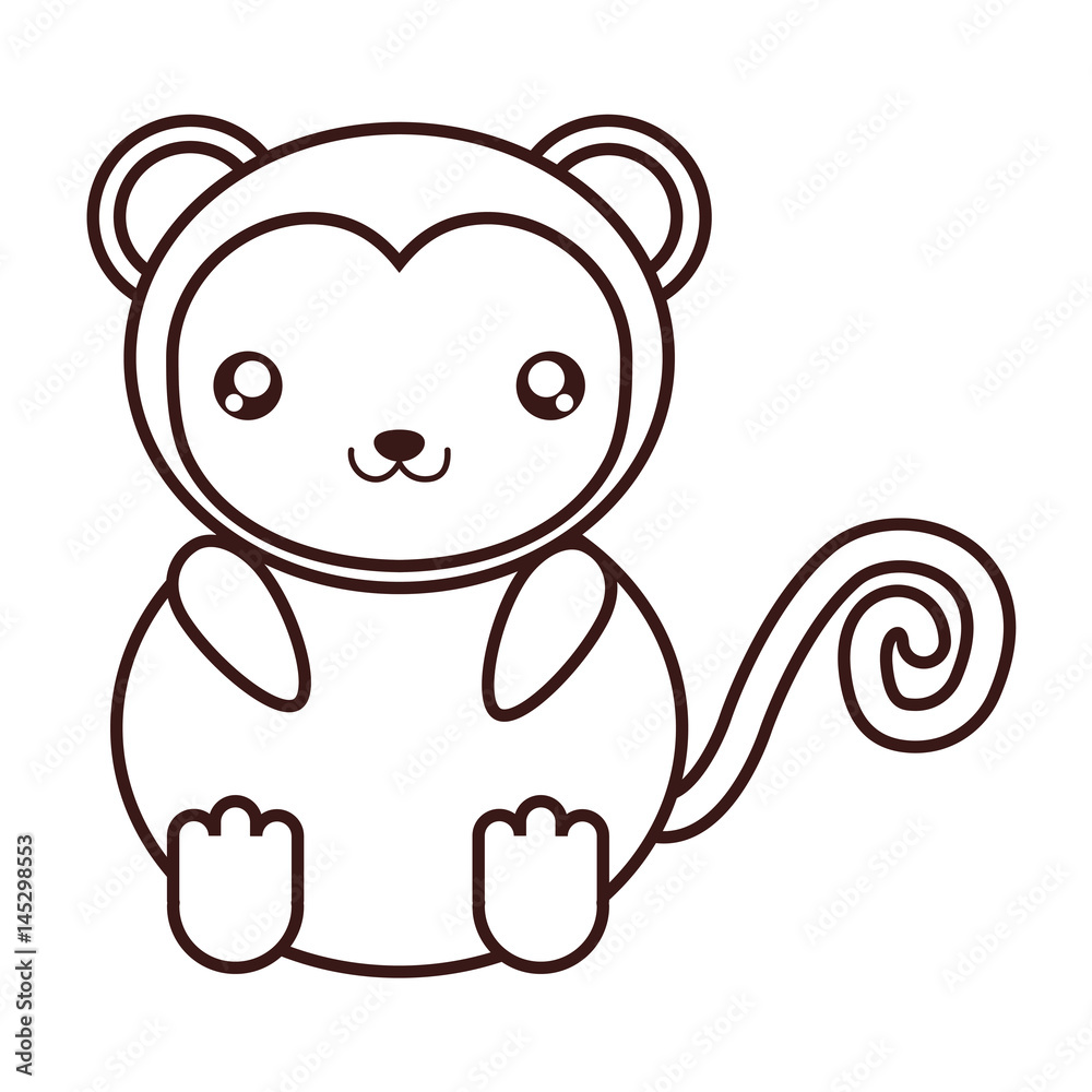 kawaii monkey animal icon over white background. vector illustration