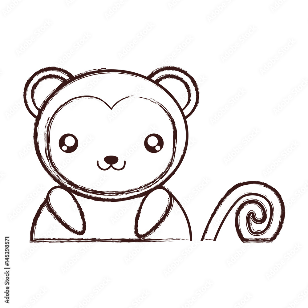 kawaii monkey face icon over white background. vector illustration kawaii monkey face icon over white background. vector illustration
