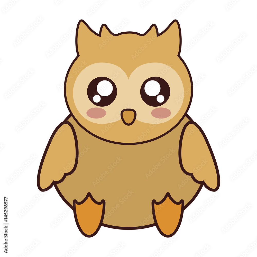 kawaii owl animal icon over white background. colorful design. vector illustration kawaii owl animal icon over white background. colorful design. vector illustration