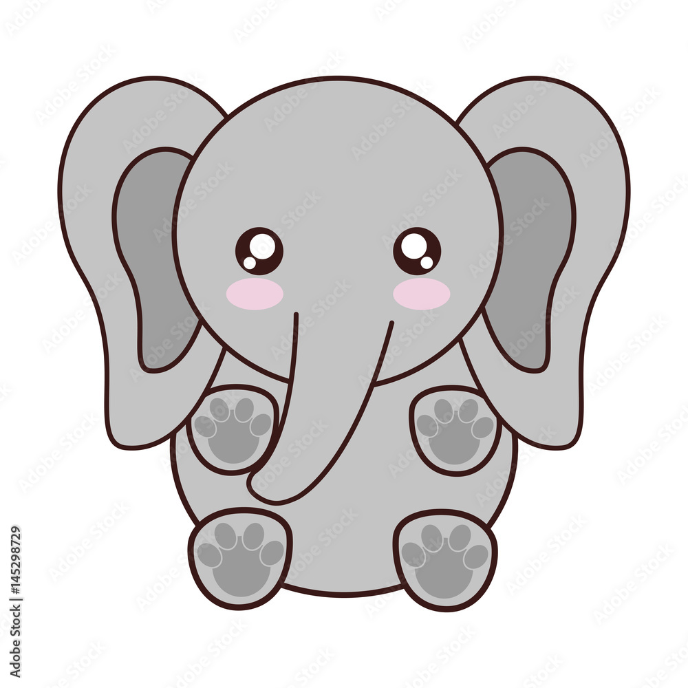 Fototapeta premium kawaii elephant animal icon over white background. colorful design. vector illustration