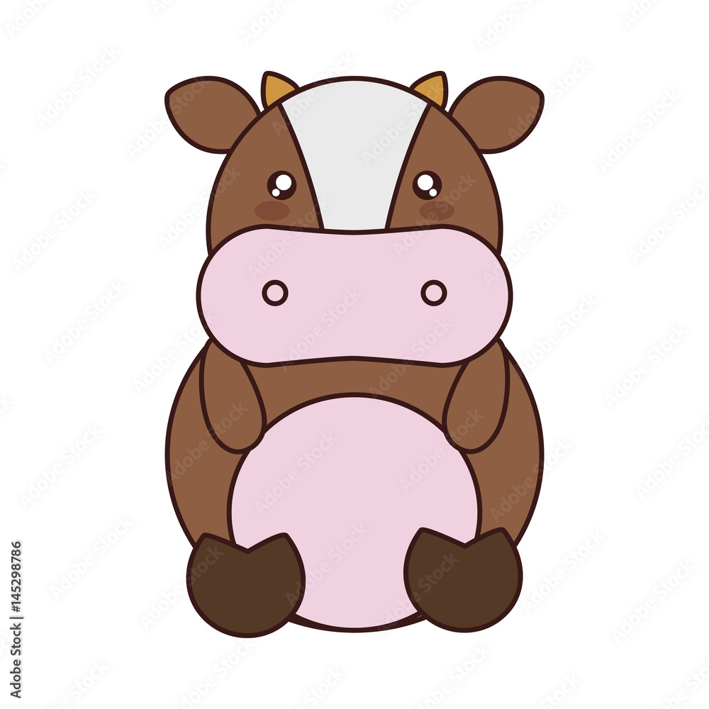 Fototapeta premium kawaii cow animal icon over white background. colorful design. vector illustration