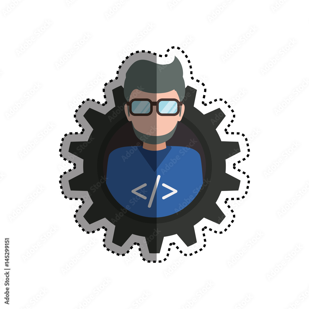 programmer man faceless glasses vector icon illustration programmer man faceless glasses vector icon illustration